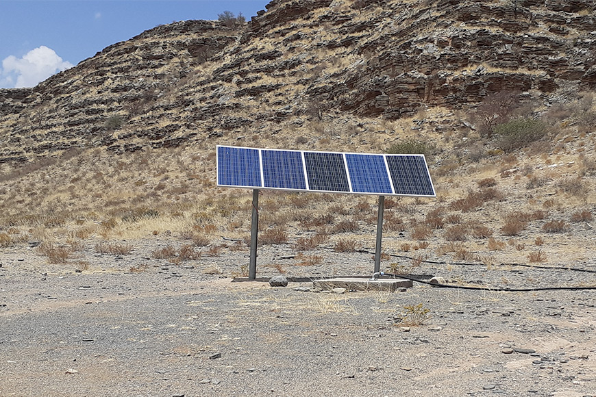 Solar panel for water pump at Zebra River Lodge